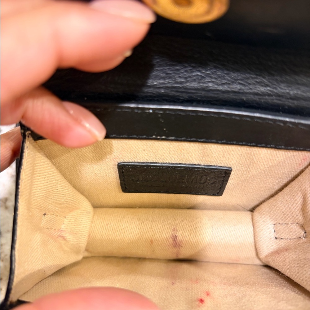 Jacquemus Black Leather Mini Bag with Gold Logo - Picture 8 of 11
